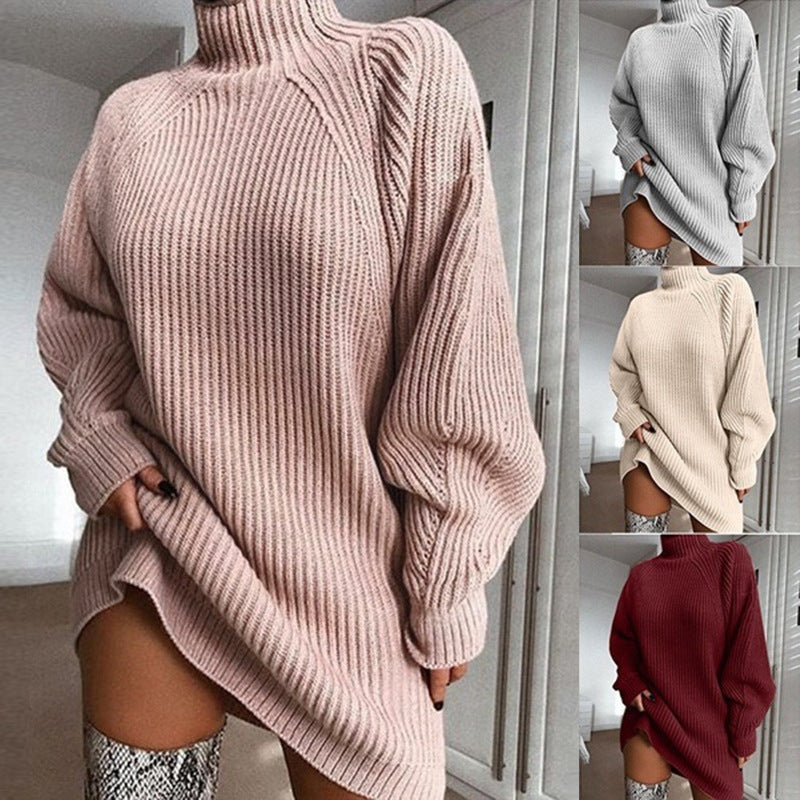 Solid Turtleneck Long Sweater Winter Warm