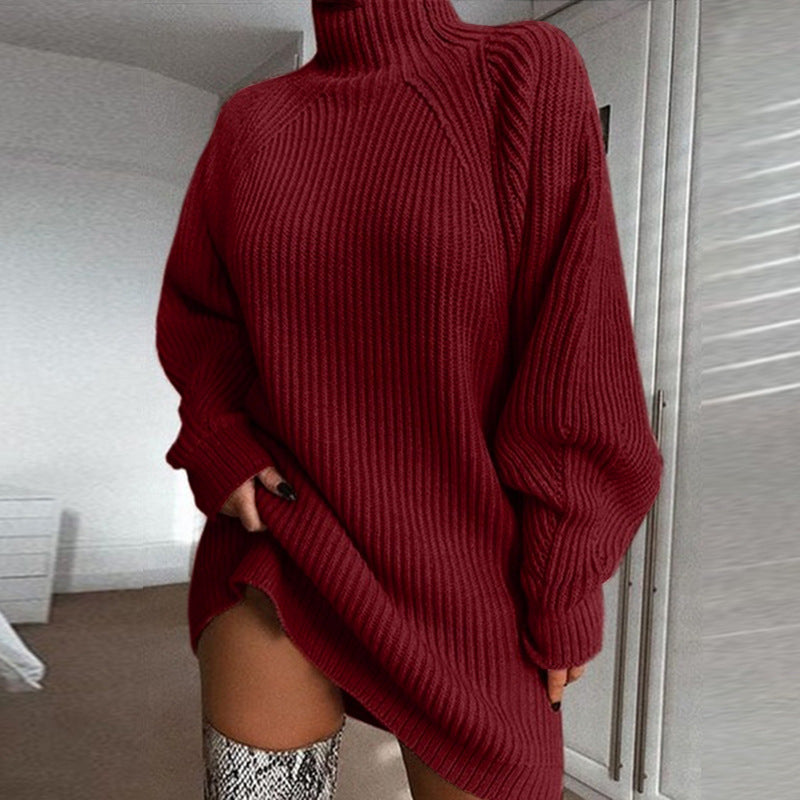 Solid Turtleneck Long Sweater Winter Warm