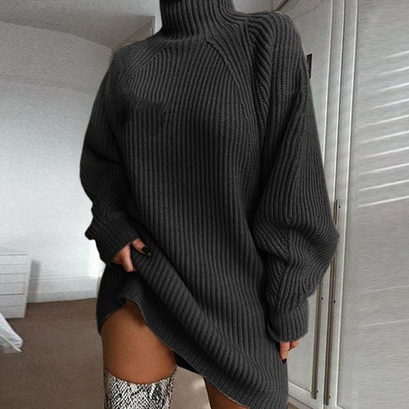 Solid Turtleneck Long Sweater Winter Warm
