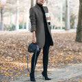 Solid Color Collar Woolen Coat