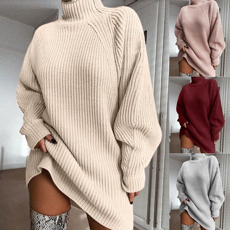 Solid Turtleneck Long Sweater Winter Warm